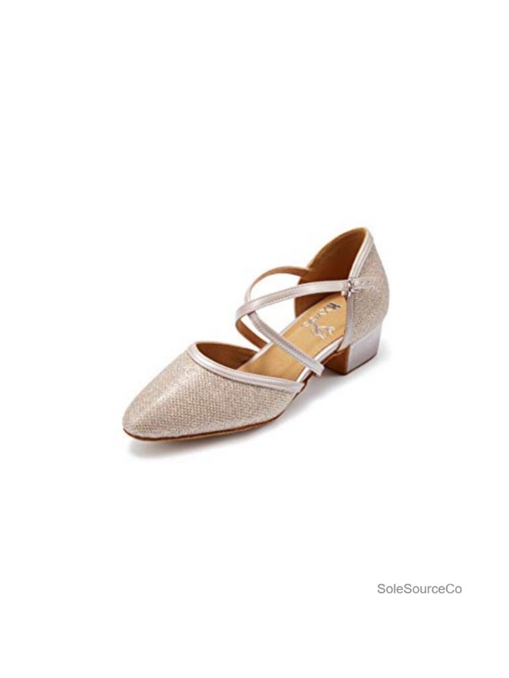 Closed Toe Glitter Dance Shoes Women Low Heel Salsa Latin Wedding Party